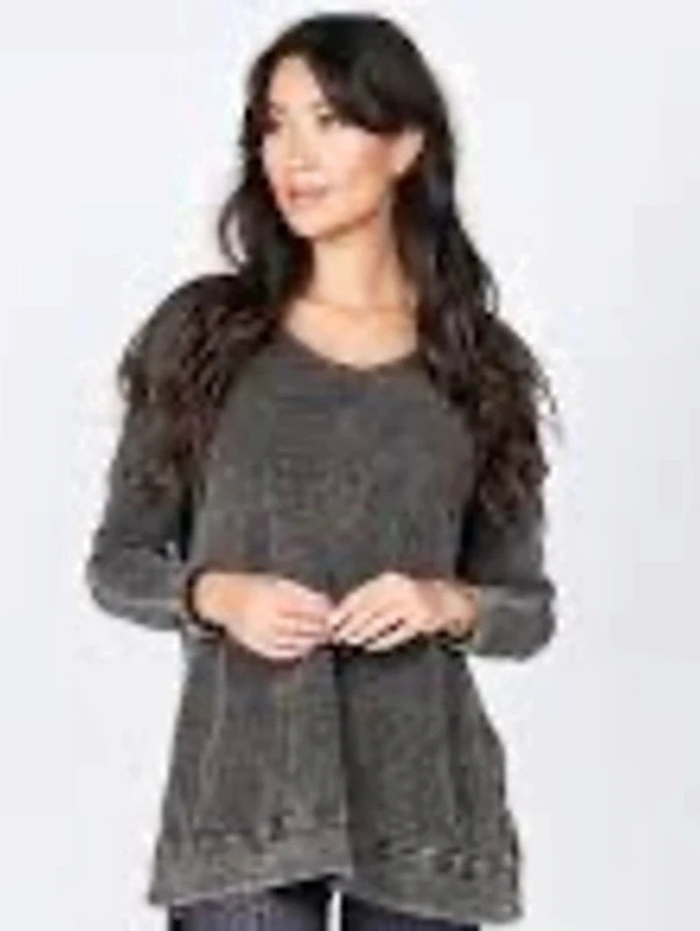 M. Rena Gray Distressed Tunic Size Small